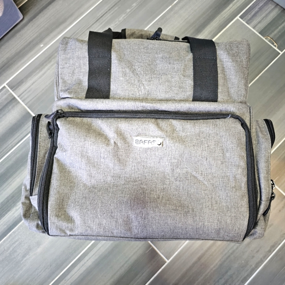 BAFASO 2 Layers Large Cosmetic Bag with 3 Inner Removable Pouches, Gray